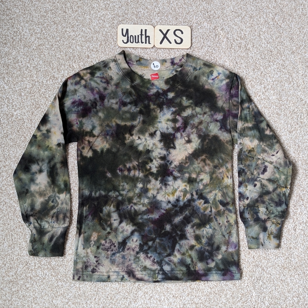 New Reverse Tiedye Unisex Youth Long Sleeve Shirt